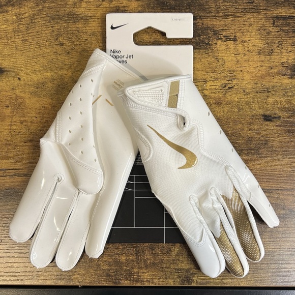 NWT Nike Vapor Jet 8.0 Football S Adult Unisex Gloves Small #129862 White/Gold